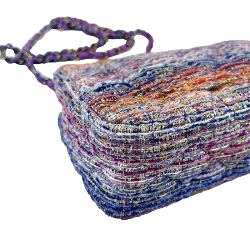 Mini Rectangle Flap Tweed Purple Rainbow Hardware