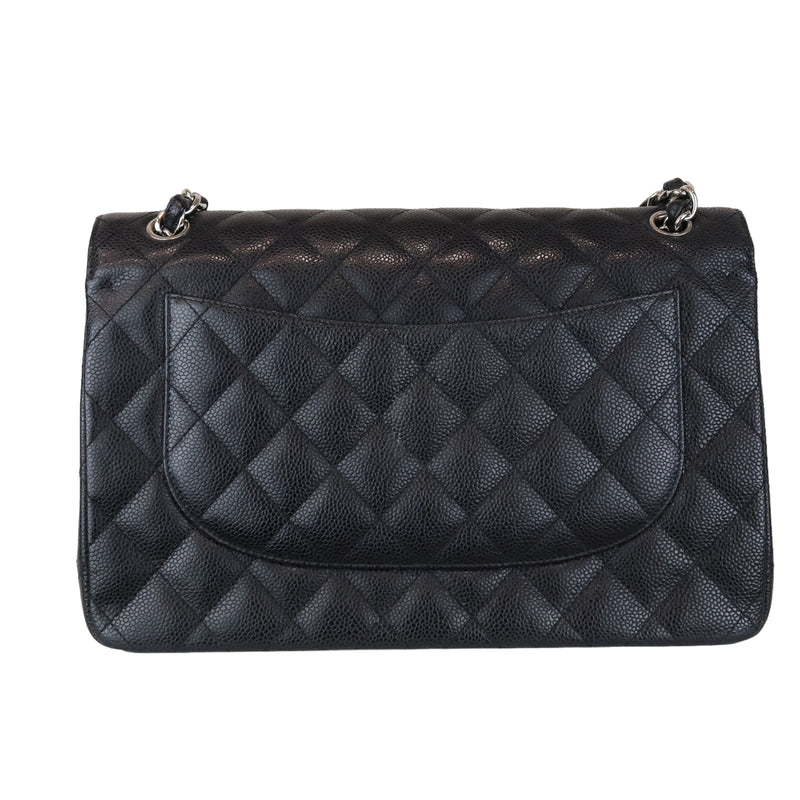 Classic Double Flap Jumbo Black Caviar SHW