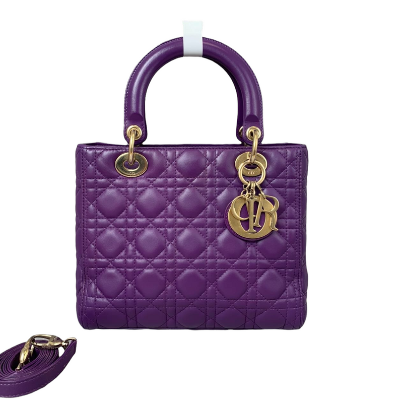 Medium Lady Dior Lambskin Purple GHW