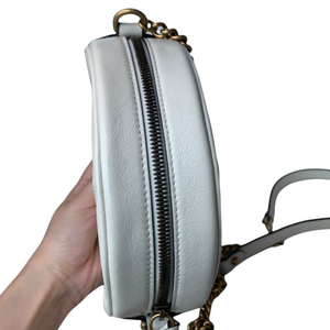 Marmont Round Mini Leather White GHW