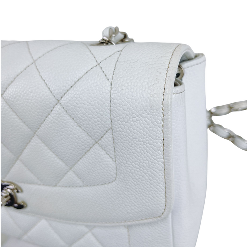 Medium Diana Flap Caviar White SHW