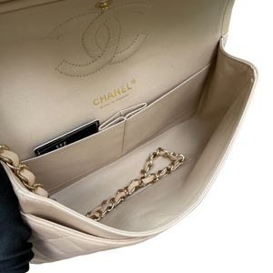 Classic Lambskin Double Flap Medium Beige GHW