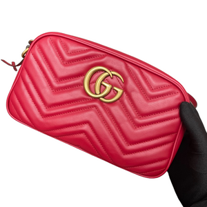 Small GG Marmont Matelassé Red GHW