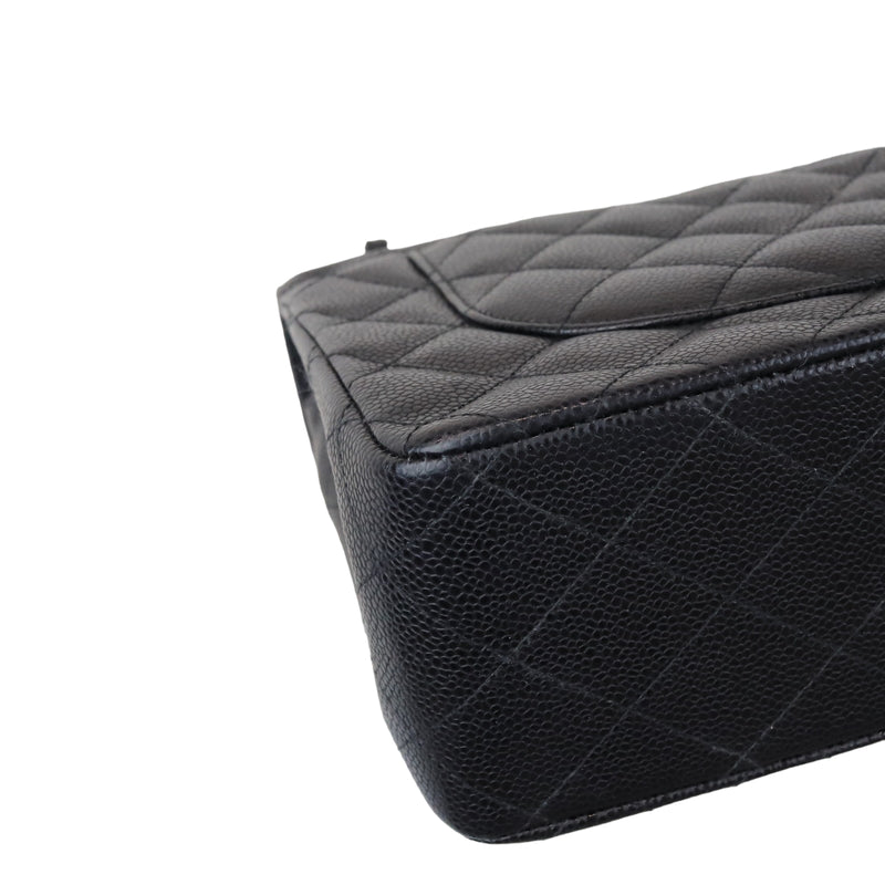 Classic Double Flap Jumbo Black Caviar SHW