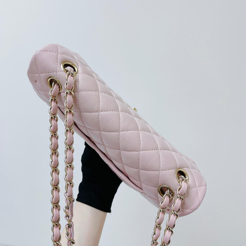 Chanel Pink Iridescent Quilted Lambskin Medium Classic Double Flap Bag  Silver Hardware – Madison Avenue Couture