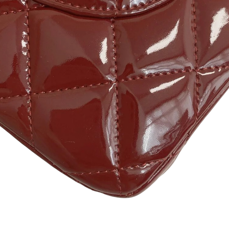 Chanel Double Flap Jumbo Patent Red SHW