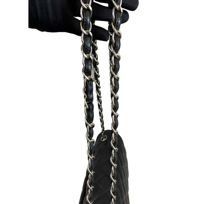 Jumbo Double Flap in Black Lambskin with SHW