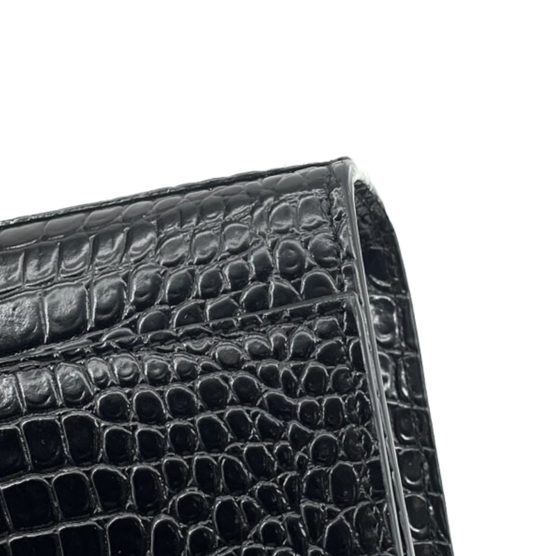 Kate Tassel Embossed  Croc Leather Black SHW