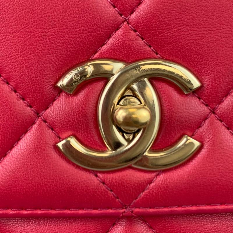 Small Trendy CC Lambskin Red GHW