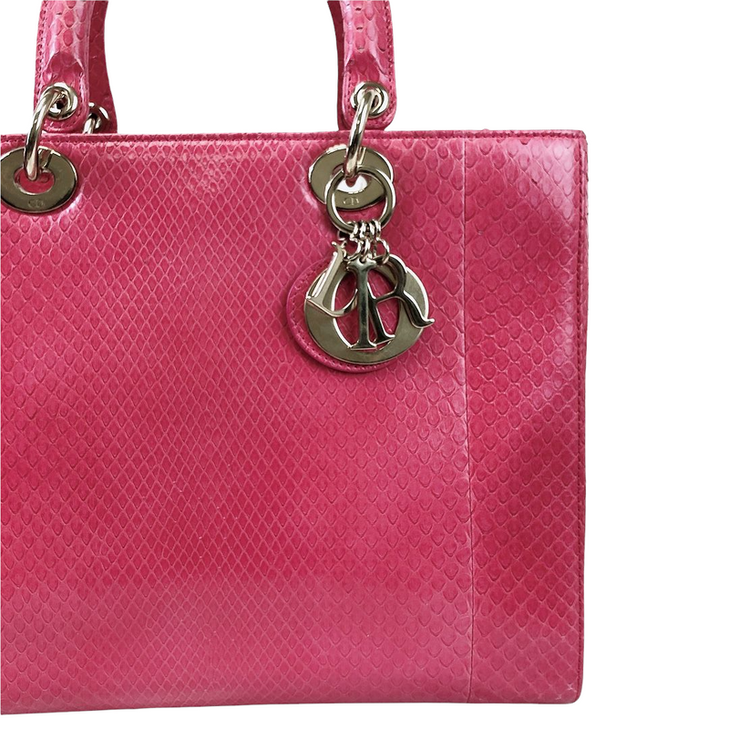 Lady Dior Large Snakeskin Pink LGHW