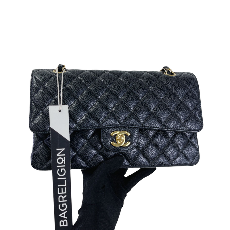 Buy Pre-Owned Chanel Classic Double Flap Bag Medium Black Caviar