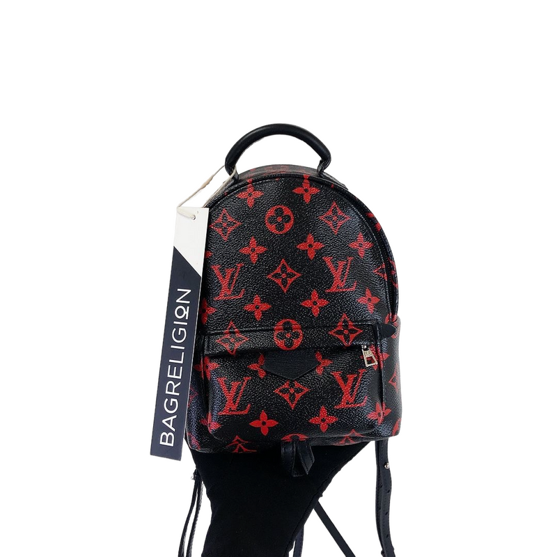 Louis Vuitton Backpack Palm Springs Monogram Infrarouge Mini Black Red