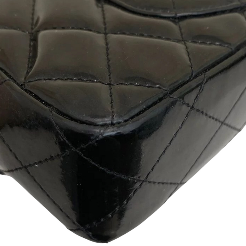 East West Flap Bag Patent Black SHW