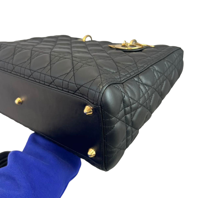 Large Lady Dior Lambskin Black GHW