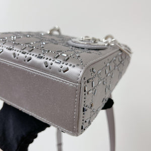 Embellished Cannage Satin Mini Lady Dior Grey