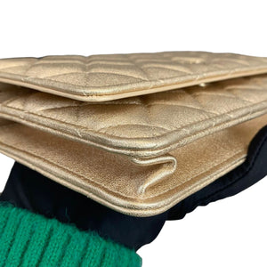 Gold Calfskin Quilted Flap WOC GHW