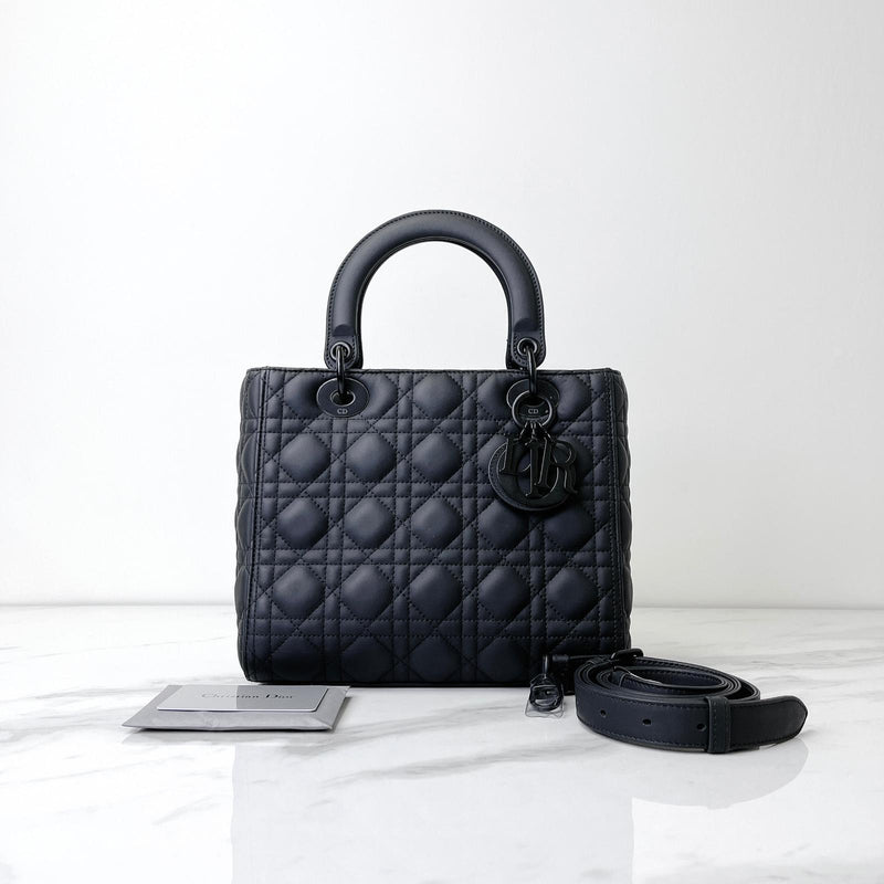 Lady Dior Lambskin Ultramatte Medium Black BHW