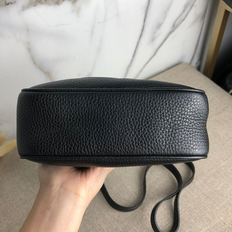 Soho small leather disco bag in black