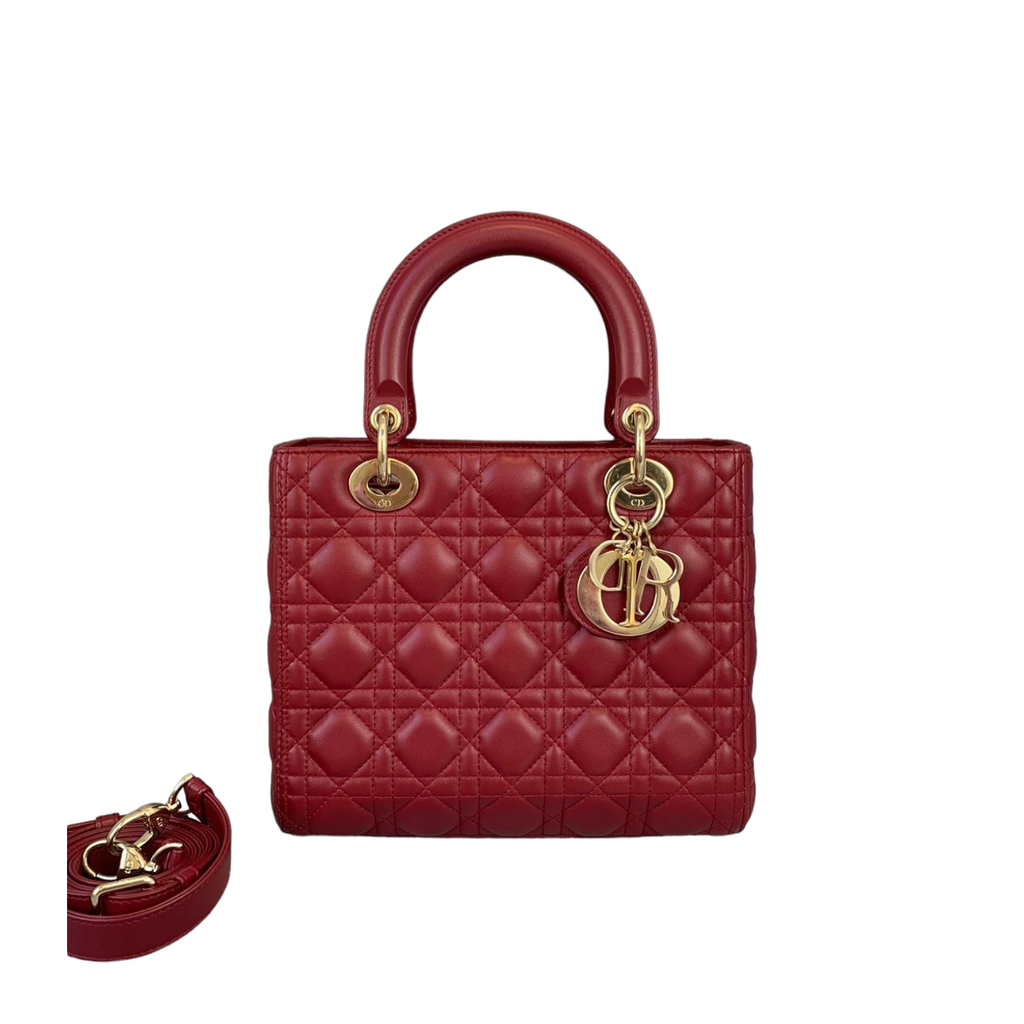 Lady Dior Medium Lambskin Burgundy GHW