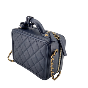 Small CC Filigree Vanity Case Caviar Blue GHW
