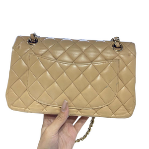 Classic Double Flap Small Lambskin Beige GHW