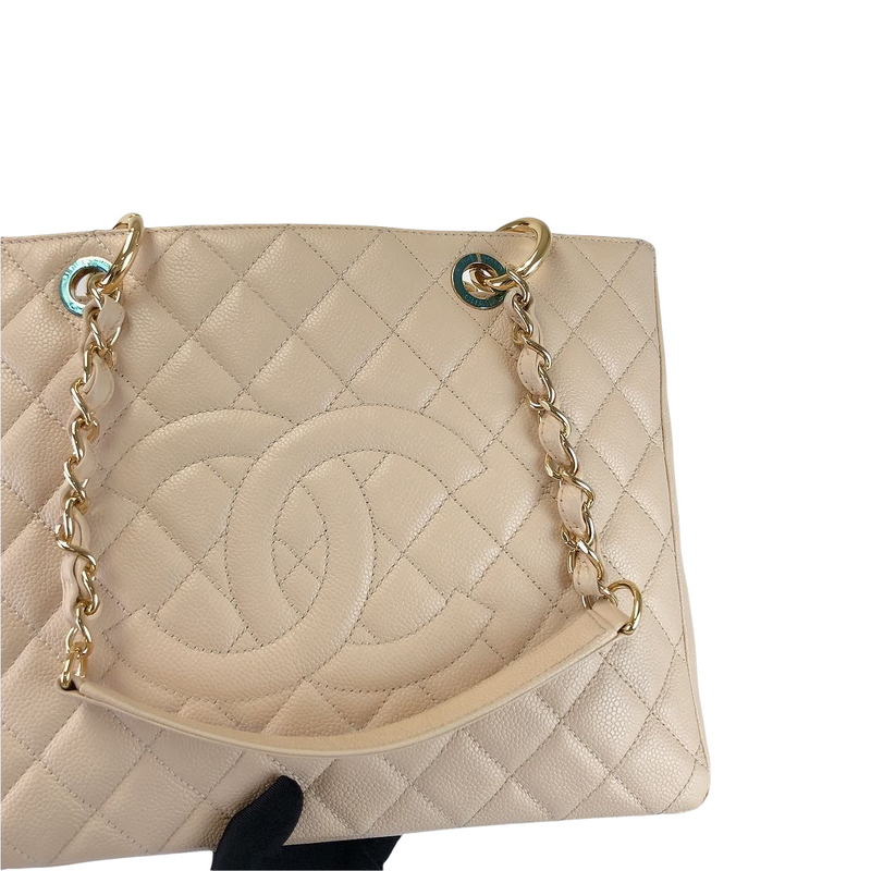 GST Grand Shopping Tote Beige Caviar GHW