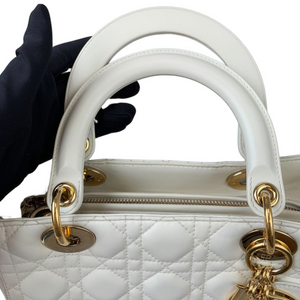 Cannage Lady Dior Medium White GHW