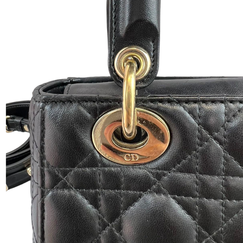 Small Cannage Lambskin ABC My Lady Dior Black GHW