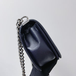 Python-Leather Old Medium Boy Navy Blue