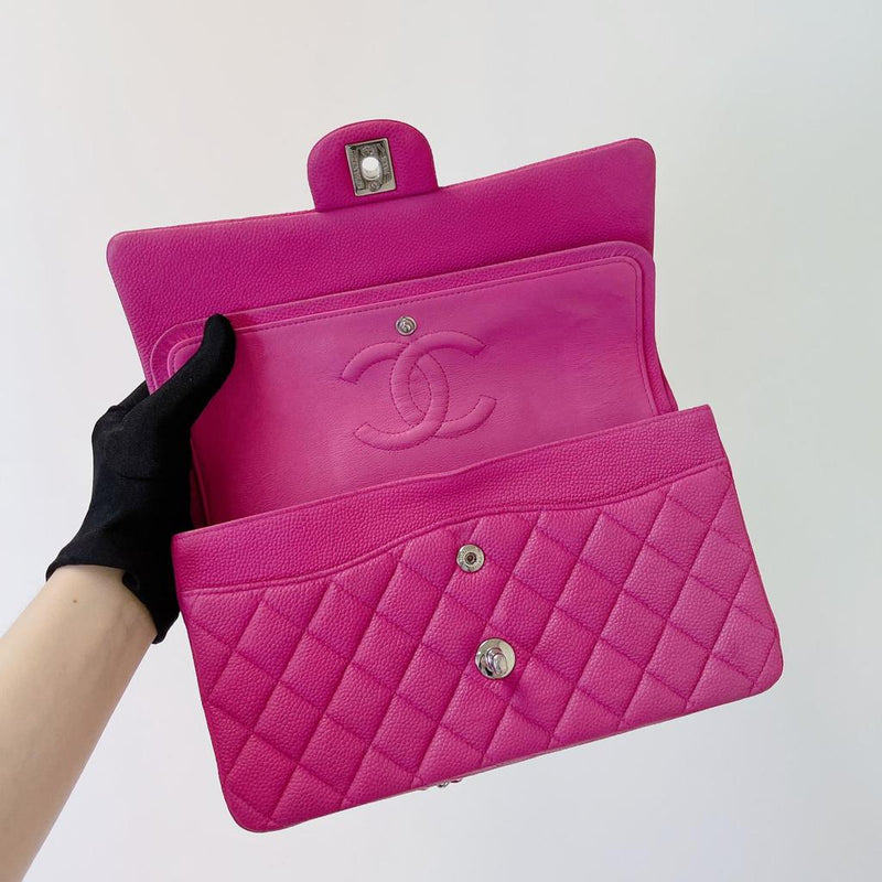 Classic Double Flap Matte Caviar Medium Pink SHW