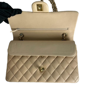 Classic Flap Medium Lambskin Beige GHW