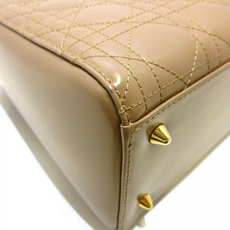 Lady Dior Medium Patent Beige GHW