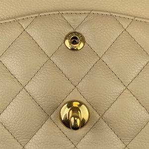 Classic Double Flap Caviar Medium Beige GHW