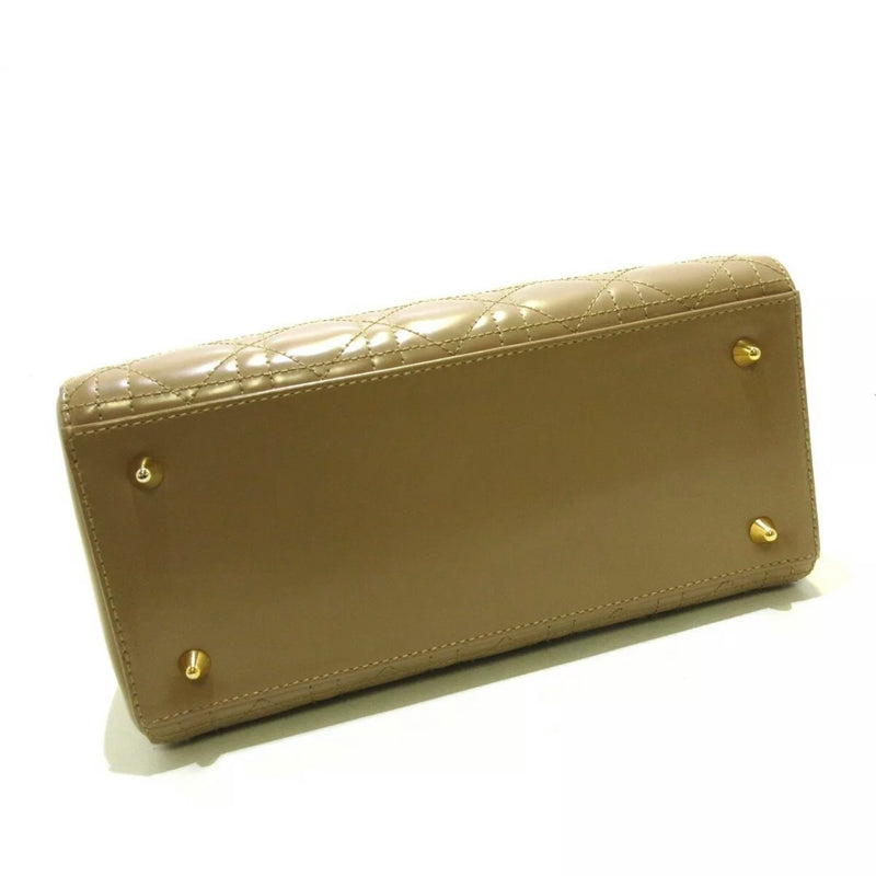 Lady Dior Medium Patent Beige GHW