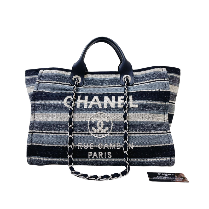 Chanel Womens Quilted Canvas Paris Biarritz Tote Cream Black Large Han -  Shop Linda's Stuff