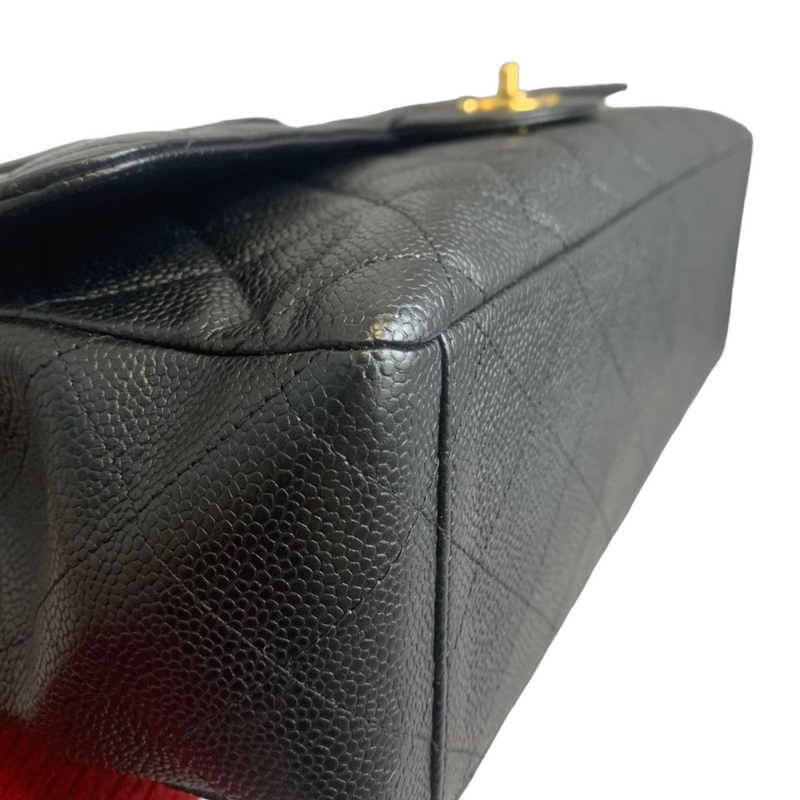 Single Flap Maxi Caviar Black GHW