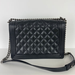 Large Le Boy Quilted Calfskin Black RHW