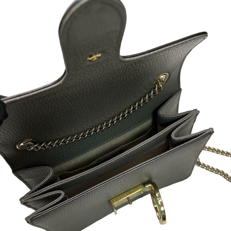 Small Interlocking GG Calfskin Grey GHW