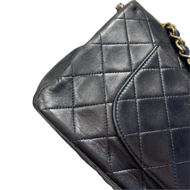 Chanel Black Lambskin Quilted Classic Flap Medium GHW