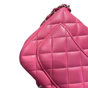 Square Mini Flap Quilted Lambskin Pink SHW