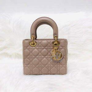 My Lady Dior Lucky Badges Cannage Lambskin Small Bag in Beige with GHW