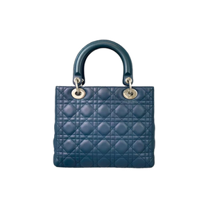 Lady Dior Medium Lambskin Navy Blue SHW