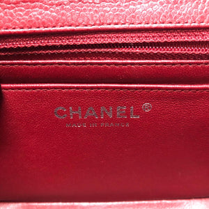 Square Mini Flap Caviar Red SHW