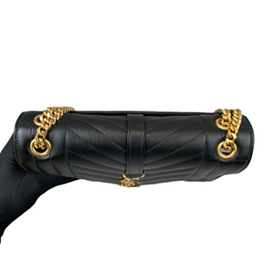 Medium Envelope Flap Leather Black GHW