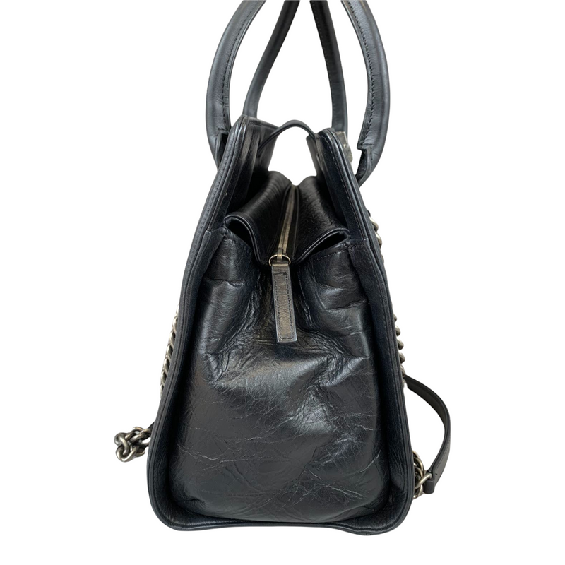 Double Stitched Boy Calf Tote Black RHW