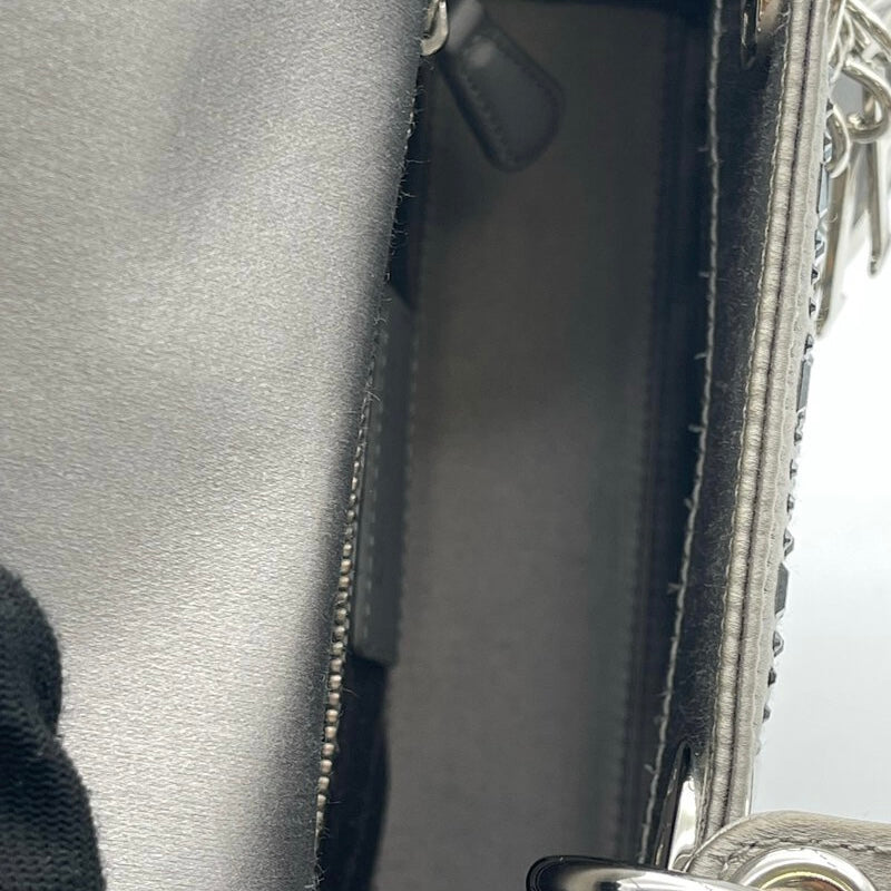 Embellished Satin Mini Lady Dior Grey SHW
