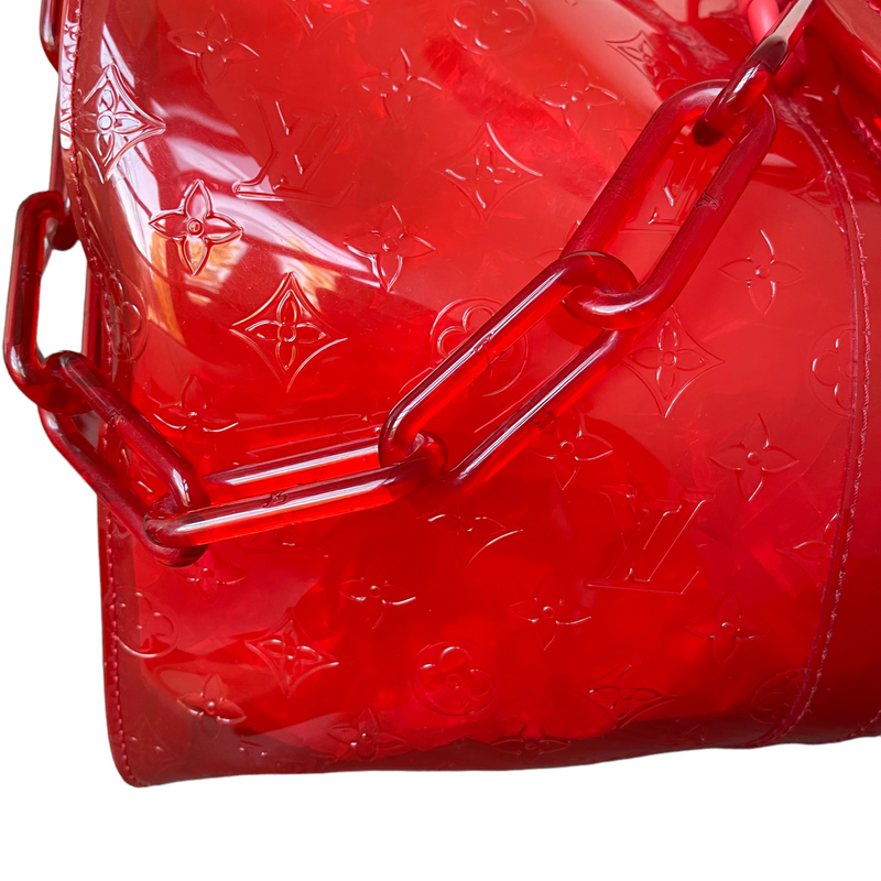 Louis Vuitton Virgil Abloh Transparent Red Monogram Keepall