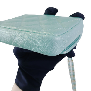 Caviar Quilted Pearl Card Holder Caviar Blue GHW