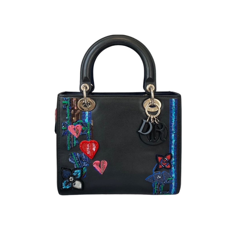 Medium Lady Dior Embroidered Black GHW