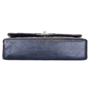 Classic Double Flap Caviar Medium Blue SHW